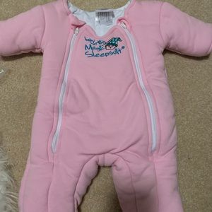 Pink Merlin baby sleepsuit